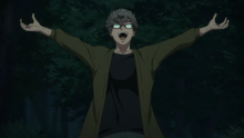 Akio celebrating his sucess (anime)