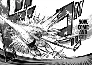 Takeru hitting Sekibayashi with Raging Vigor