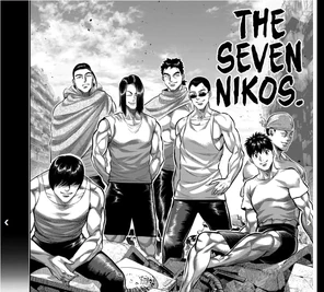 The various Niko Tokitas (From left to right; Six, One, Three, Four, Five, Seven, Two)