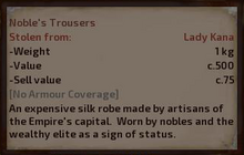 Noble's Trousers Stats