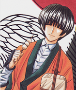 Manga illustration depicting Sōjirō wearing a red kimono instead of the usual blue one