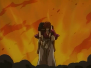 Kenshin and Shura appearing from the flames