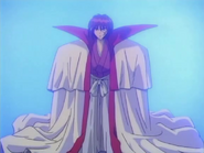 Kenshin imagining himself wearing Hiko's white cloak