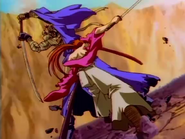 Shishio breaking free and about to attack Kenshin