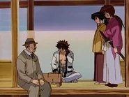 Kenshin and Kaoru find Sano playing shogi with a stranger