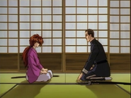 Kenshin and Muraki discussing the rebellion