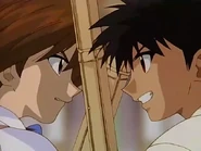 Yahiko and Yutarō having a kendo match