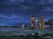 Yutarō arrives at the place were Raijūta and his followers are talking