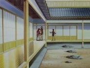 A view of the interior garden in the Aoiya