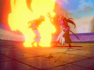 Shishio's body engulfed in flames