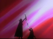 Nishida Hyō-e passing the katana to his niece Amakusa Shōgo