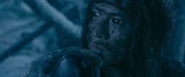Live action Jin-e thinking on a snowy mountain