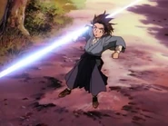 Yutarō receives the hit of the Tobi Izuna in his arm