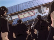 Shishio's army arriving to the Aoiya