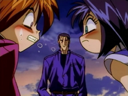 Kenshin and Misao shocked by the revelation of Saitō Tokio