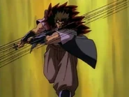 Raijūta doing multiple slashes of the Matoi Izuna at once