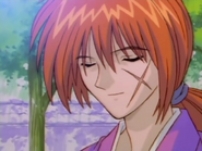 Kenshin smiling peacefully once back home