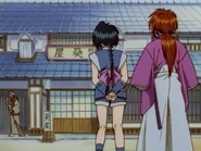 Misao and Kenshin arrive at the Aoiya