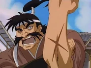 Ogawa Heizō showing a cross-shaped wound on his left arm