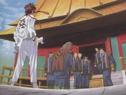 Sanosuke arrives at the Hishimangi hideout