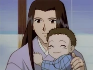 Asuza and Iori talking to Kenshin and Okina