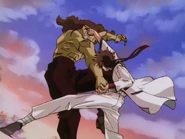 Sanosuke defeats Shikijō