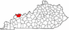 Map of Kentucky highlighting Henderson County