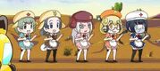 The Keroro Platoon wearing maid uniforms