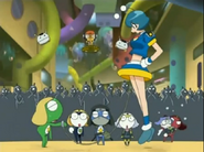 Chiroro watching Keroro be persecuted by Poyan in Episode 121.