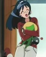 Aki hugging Keroro.