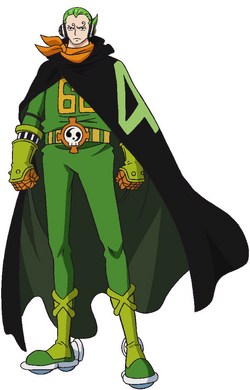 Black anime boy with kinky short hair wearing green cloak