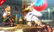 Screen-7.jpg (72 kB) Pit a punto de golpear a Fox con el Brazal radial en Super Smash Bros. (3DS/Wii U)
