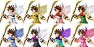 Pit's alternate costumes.