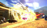 Pit using the Babel Club's charge shot against a wave of enemies in Chapter 1: The Return of Palutena.
