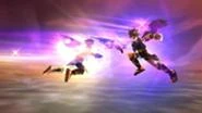 Pit Sombrío usando el báculo contra Pit en Kid Icarus: Uprising