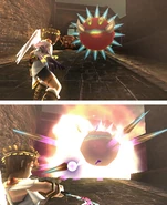 Pit atacando a Minos en Kid Icarus: Uprising