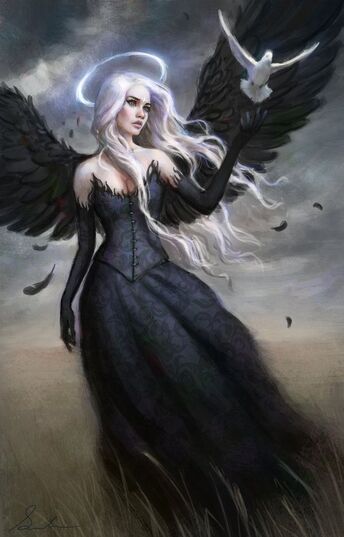female fallen angel drawing