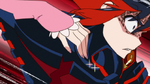 Nui glides her finger across Senketsu, much to his revulsion.