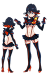 Ryūko wearing Senketsu in her transformed state, before...