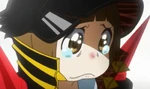 Mako about to cry when Gamagōri seemingly sacrificed himself to save her.