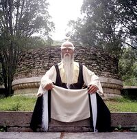 Pai Mei on top of steps