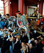 Real life yakuza members during a festival.