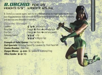 B. Orchid's character bio (Super Nintendo manual, 1995)