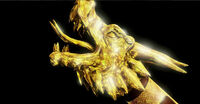 Image of Kim Wu's golden dragon nunchaku, first teasing her addition to KI 2013. (Shown at the end of Rash's trailer)