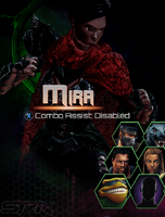 An early leaked image of Mira at the character select screen. Her pose is Maya's, used as a placeholder during development