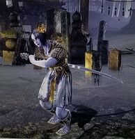 A glitch showing Shin Hisako with two left feet.