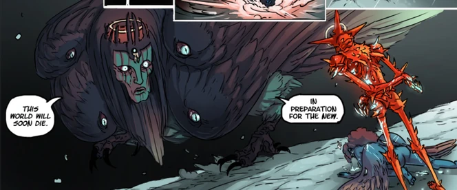 2 Michael confronts Juggernaut Star and White Chain in the void.