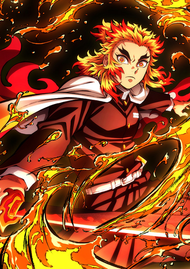 Kimetsu no yaiba, anime, fire, manga, rengoku, theme, HD wallpaper