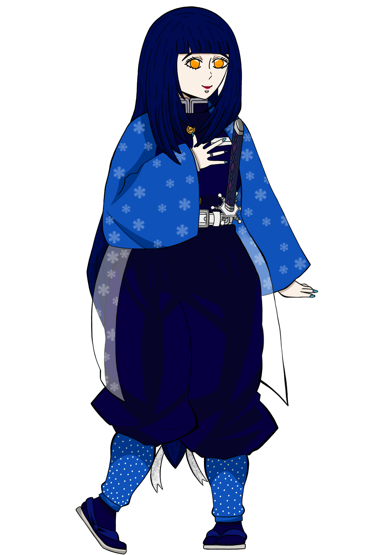 Can you make clothing for this oc of the universe of the anime kimetsu no  yaiba and can you make it really close and detailed to the anime? name:  setsuna kamisato backstory