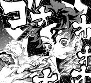 Tanjiro awakening his Demon Slayer mark.